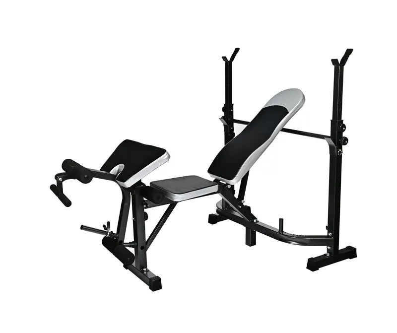 Banc de sport - multifonctionnel - entièrement réglable - pour poids - noir et gris