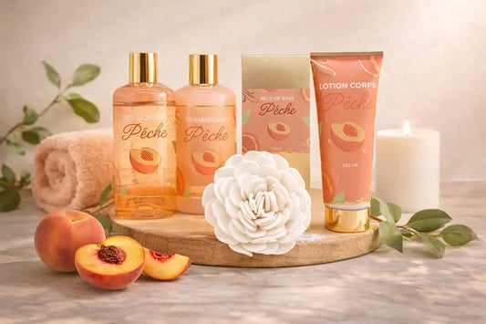 Panier Corps & Bain Parfum Pêche – Coffret Bien-Être