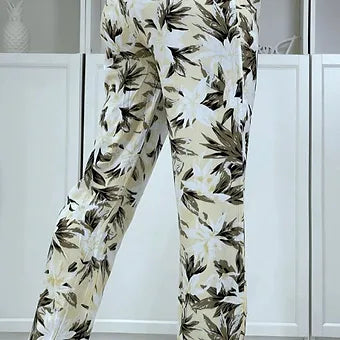 Pantalon fluide feuillage