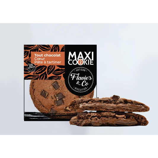 Maxi Cookie tout chocolat – Coeur pâte à tartiner