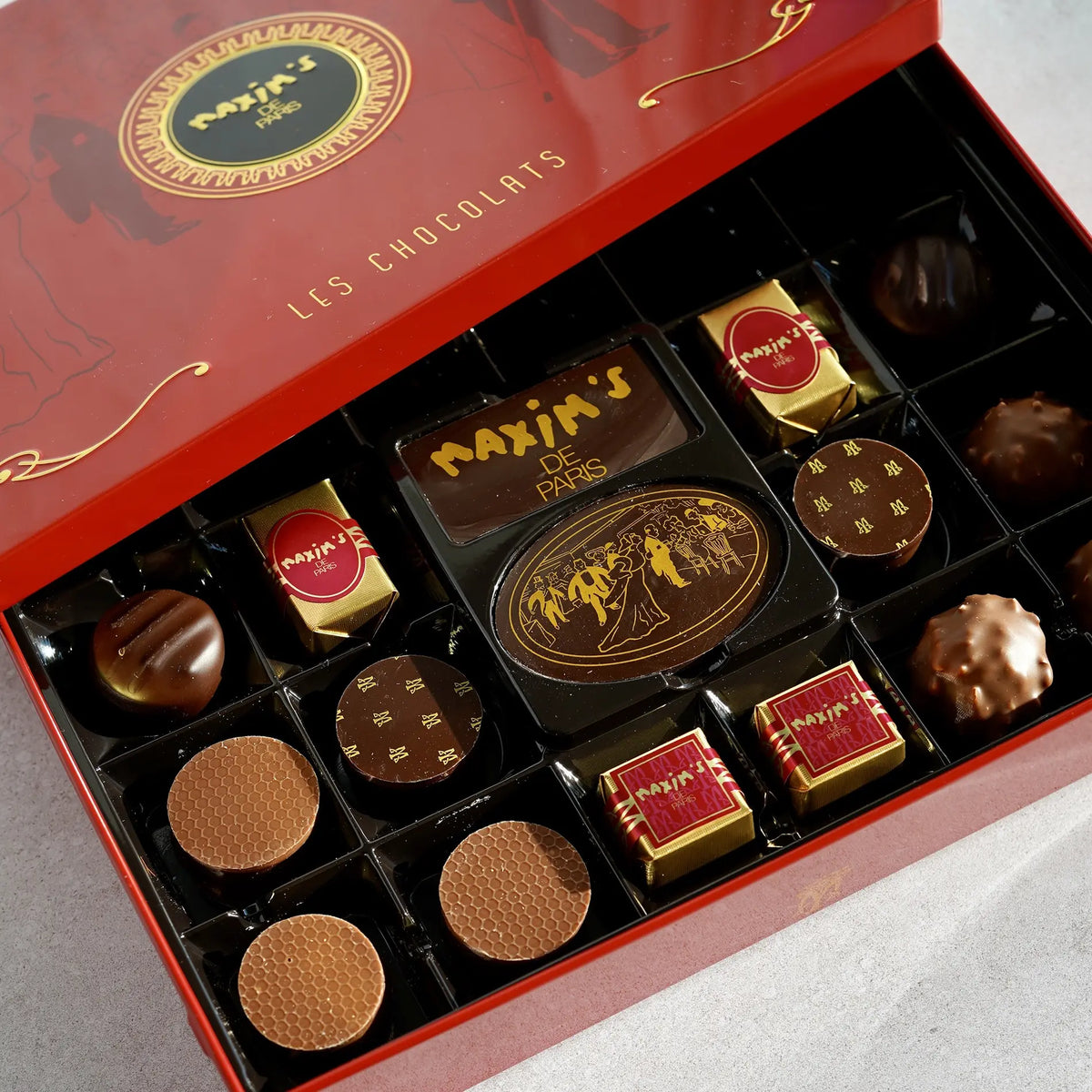 Boîte métal assortiment 22 chocolats | Maxim's de Paris