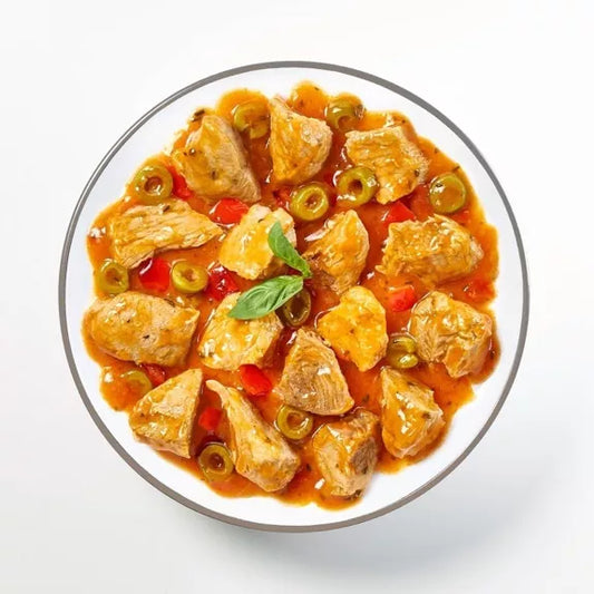 Emincés de porc, poivrons & olives (180g)