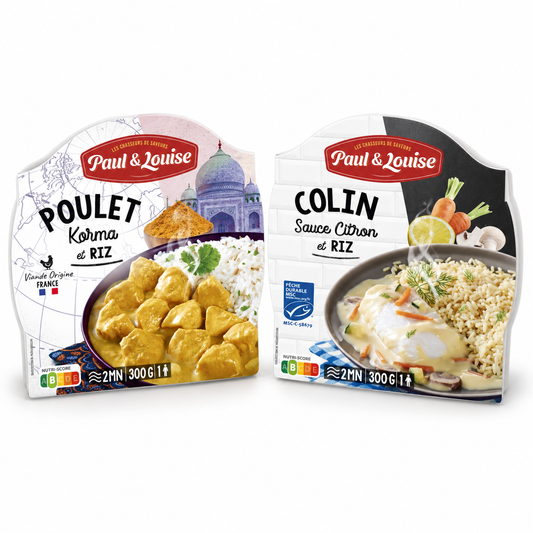 Poulet korma & riz et Colin citron & riz - Paul & Louise