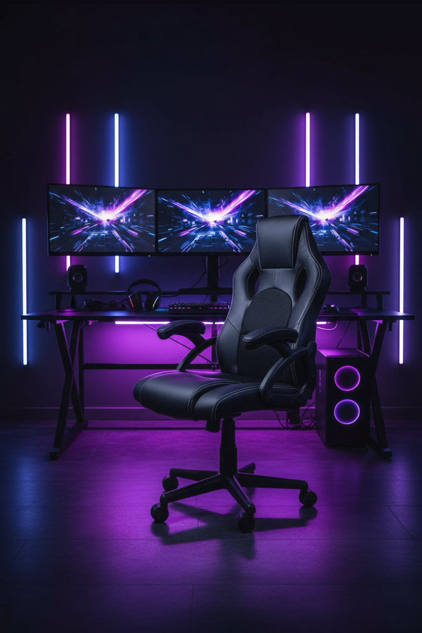 Chaise de jeu - Chaise de bureau - Racer PRO - Cuir ECO - noir
