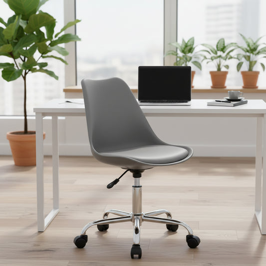 Chaise de bureau - à roulettes - grise - réglable en hauteur