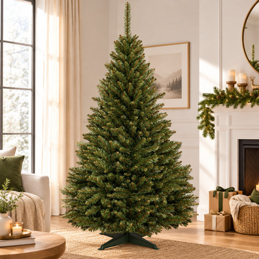 Sapin de Noël artificiel - 220 cm - socle en plastique - vert