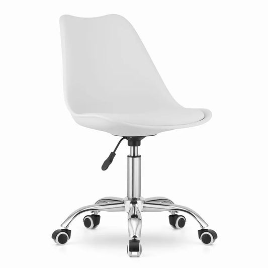 Chaise de bureau ALBA - chaise pivotante à roulettes - réglable en hauteur - blan