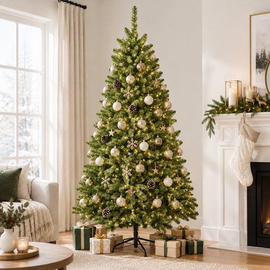 Sapin de Noël artificiel - 150 cm - vert épicéa - socle en acier