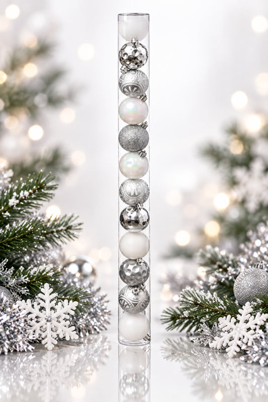 Tube Boule de Noël x 12 60mm "Souffle Polaire