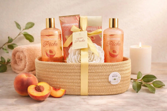 Panier Corps & Bain Parfum Pêche – Coffret Bien-Être