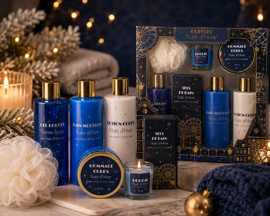 Grand Coffret Beauté Nuits d'Hiver – 7 Soins Corps & Bain avec Bougie