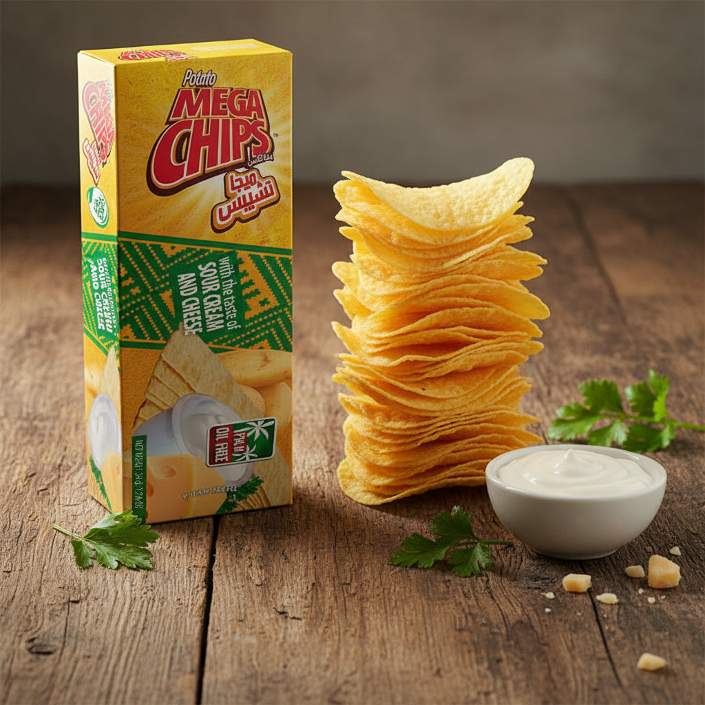 MÉGA CHIPS DE POMMES DE TERRE AU GOÛT DE CRÈME ET DE FROMAGE