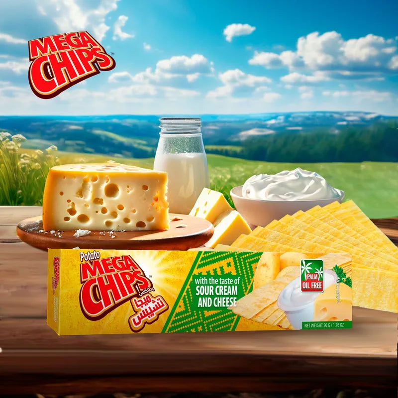 MÉGA CHIPS DE POMMES DE TERRE AU GOÛT DE CRÈME ET DE FROMAGE
