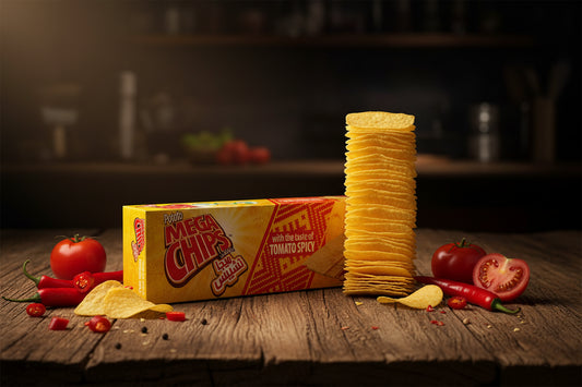 MÉGA CHIPS DE POMMES DE TERRE AU SAVEUR DE TOMATES ÉPICÉES