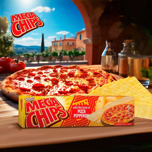 MÉGA CHIPS DE POMME DE TERRE AU SAVEUR DE PIZZA PEPPERONI