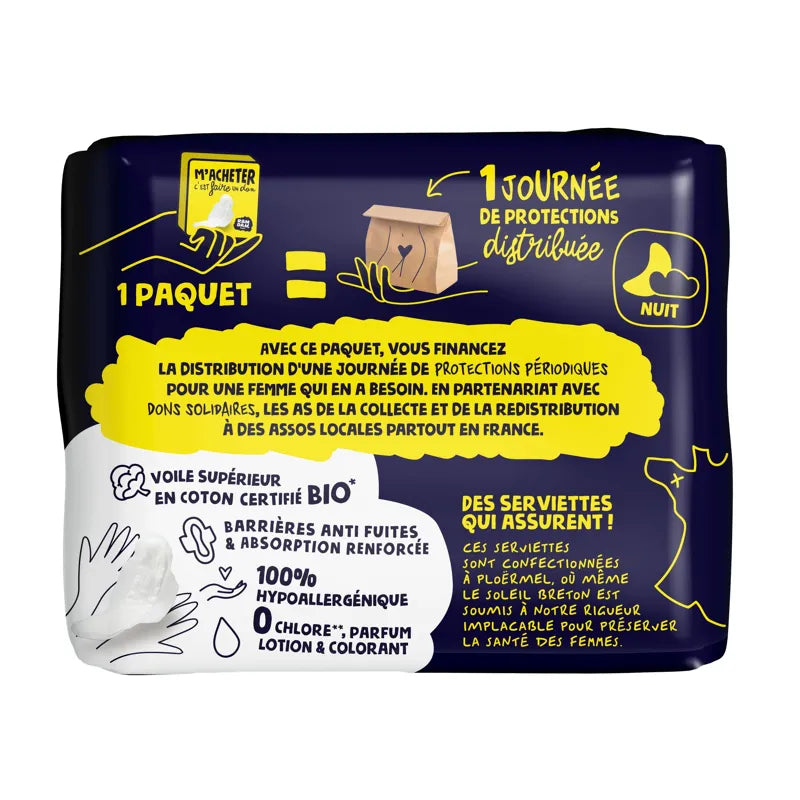 Serviette Nuit x10 Coton 100% Bio