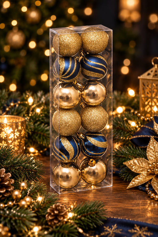 Boules de Noël 40 mm Bleu Or