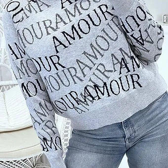 Pull Amour Gris
