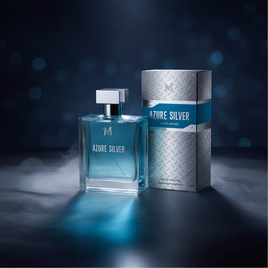 Eau de Toilette "Azure Silver" pour Homme (100ml) – Une Fraîcheur Métallique Pure et Lumineuse