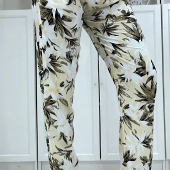 Pantalon fluide feuillage