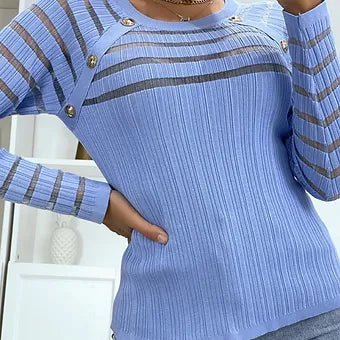 Pull côtelé bi matière