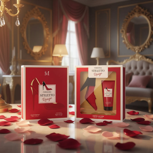 Coffret Cadeau "Ferrera Stiletto Rouge" pour Femme (Eau de Parfum 100ml + Lotion Parfumée) – La Séduction Absolue