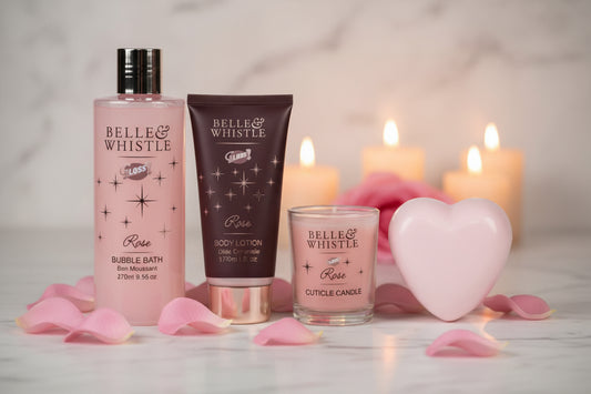 Coffret Cadeau De Bain Avec Bougie - Rose