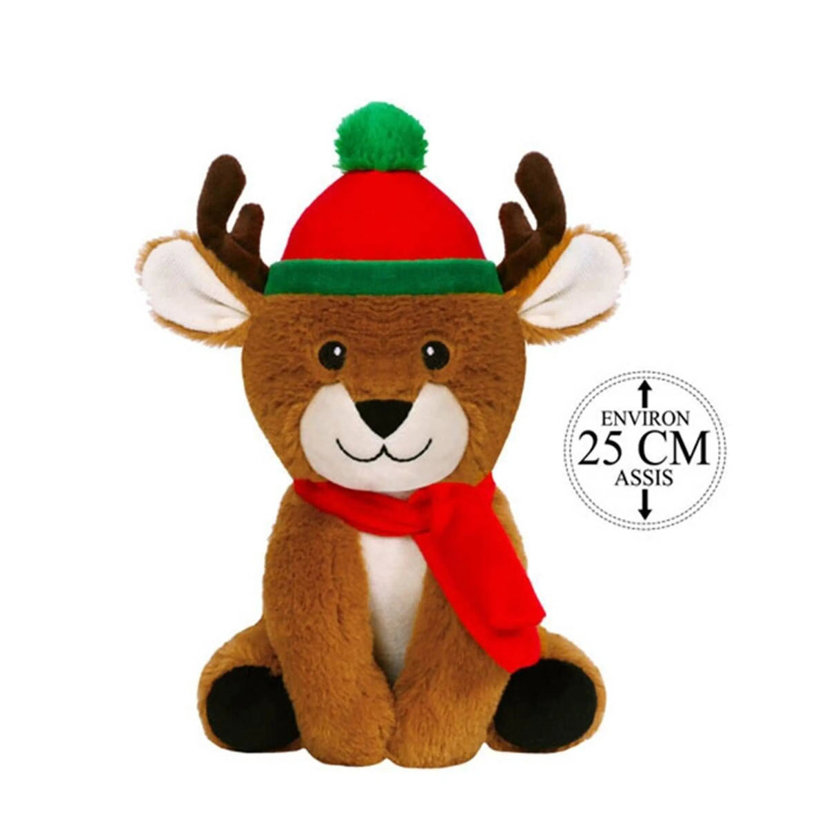 Peluche Renne avec Bonnet Noêl 25 Cm