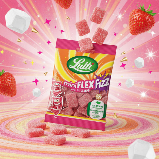 Mini Flex Fizz Fraiz 90g – Bonbons Acidulés Goût Fraise