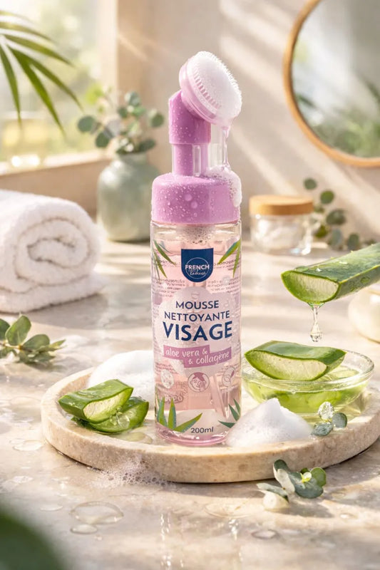 MOUSSE NETTOYANTE VISAGE – ALOE VERA + COLLAGÈNE – 200ML