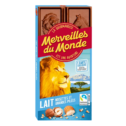 Tablette chocolat Lait, noisettes et amandes pilées - 100g