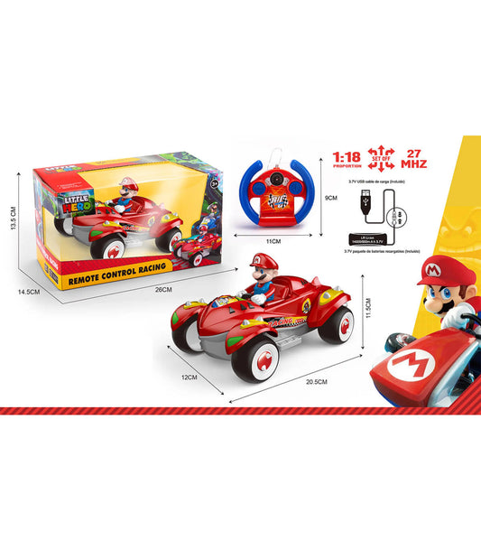 VOITURE AVEC TÉLÉCOMMANDE ET BATTERIE RECHARGEABLE, 4 DIRECTIONS, MARIO