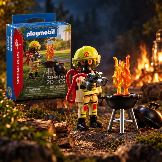 Playmobil 72149 - Pompier avec barbecue en feu SPE+