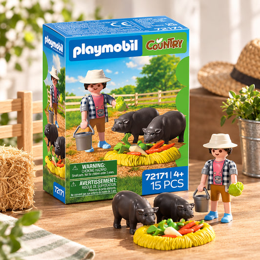 Playmobil 72171 - Agriculteur et Cochons Vietnamiens