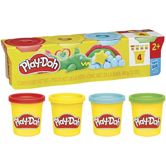 HASBRO - Pack de 4 pots de pâte à modeler couleur Playdoh