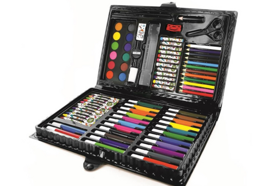 Mallette de coloriage - Crayons, feutres, peinture, craies, ciseaux - 86 pièces