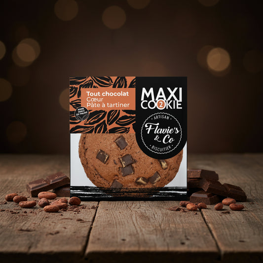 Maxi Cookie tout chocolat – Coeur pâte à tartiner