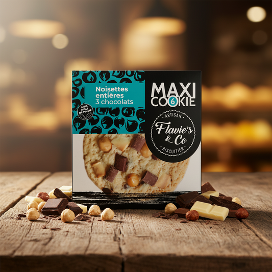 Maxi Cookie noisettes entières - 3 chocolats