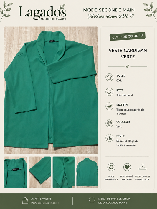 Veste cardigan verte ouverte - Taille 0XL