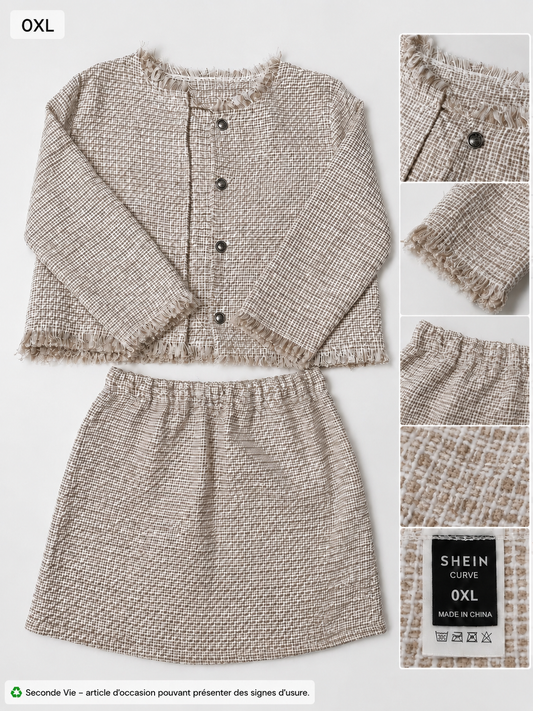 Ensemble veste & jupe effet tweed - 0XL