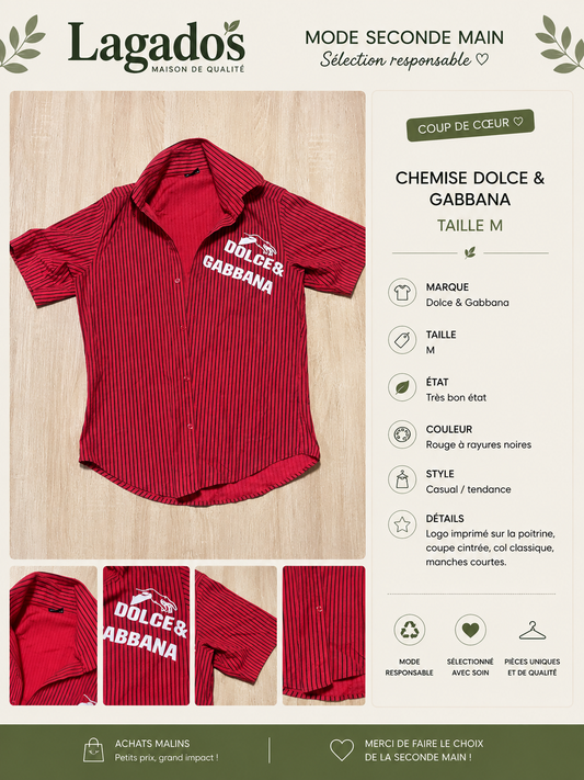 Chemise Dolce & Gabana rouge à rayure - Taille M
