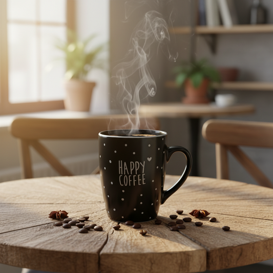 MUG COEURS HAPPY COFFE NOIR 22090018