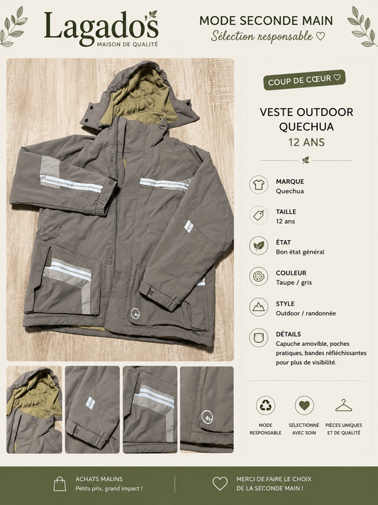 Veste Outdoor Quechua à capuche - 12 ans
