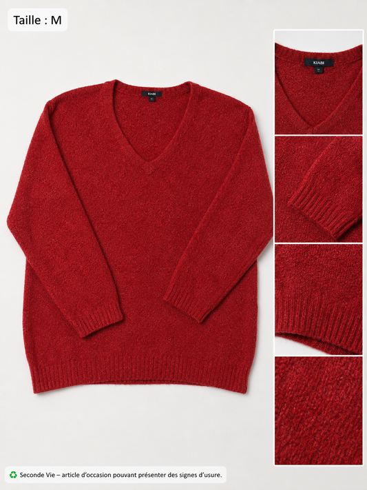 Pull rouge col V - KIABI - Taille M