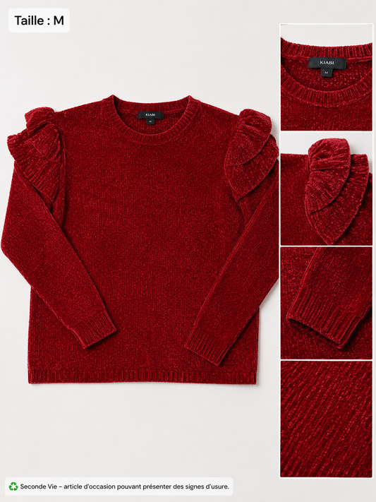 Pull rouge à volants - Taille M