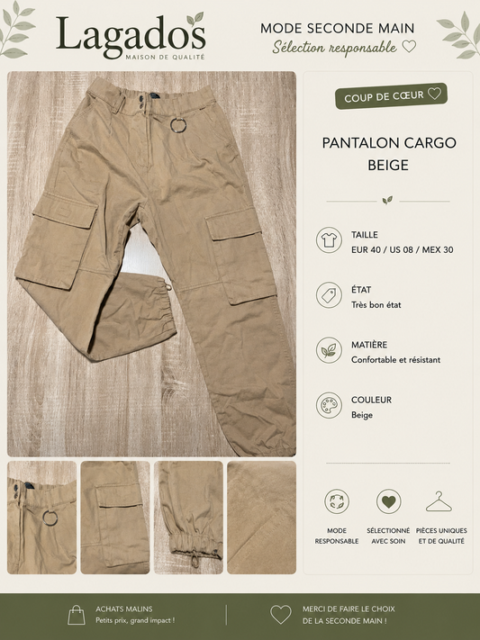 Pantalon cargo beige - Taille 40