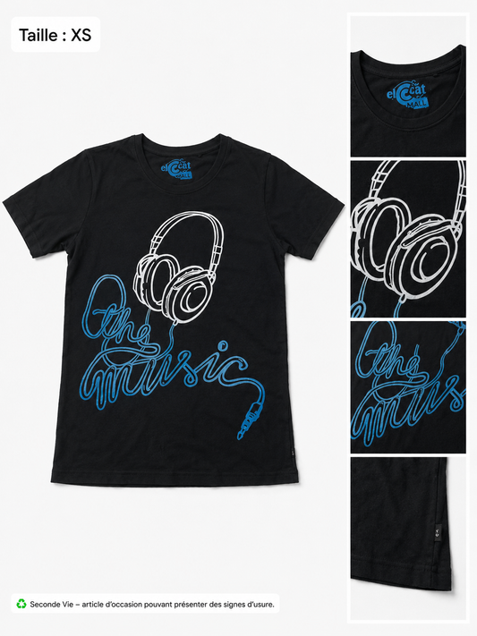 T-shirt noir imprimé musique - Taille XS